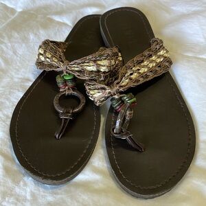 MIXIT Boho Woven|Beaded Flip Flop|Sandal Size 8
